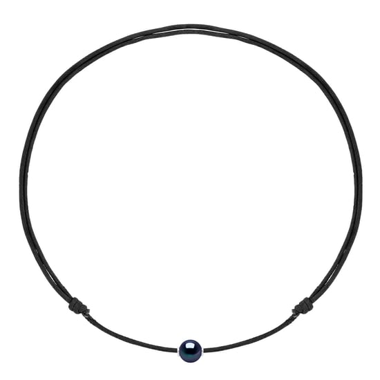 Halskette Echte Süßwasser-Zuchtperle rund 10-11 mm SCHWARZ — 925er Silber — 50 cm — Herren - Image 1