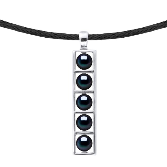 Halskette Echte Süßwasserperlen Button 5-6 mm — 925er Silber rhodiniert — 50 cm — Herren - Image 1