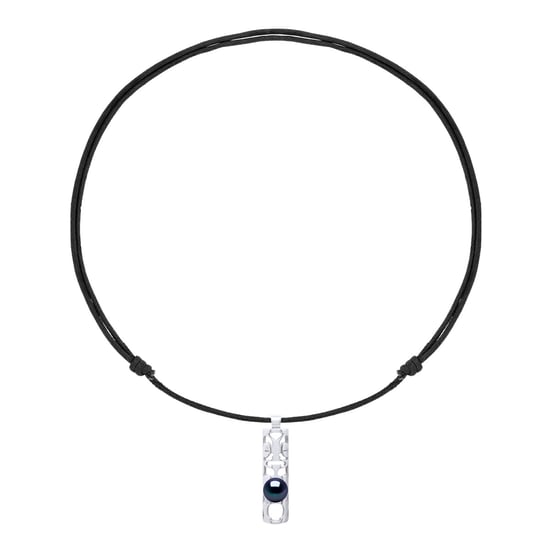 Halskette Echte Süßwasserperle rund 9-10 mm — 925er Silber rhodiniert — 50 cm — Herren - Image 3