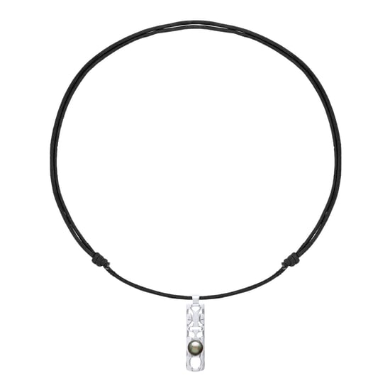 Halskette Echte Tahiti-Zuchtperle geringelt 8-9 mm — 925er Silber rhodiniert — 50 cm — Herren - Image 3