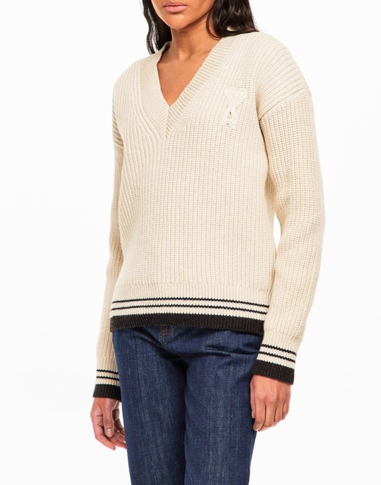 De Coeur Logo V-Ausschnitt Pullover - Image 3