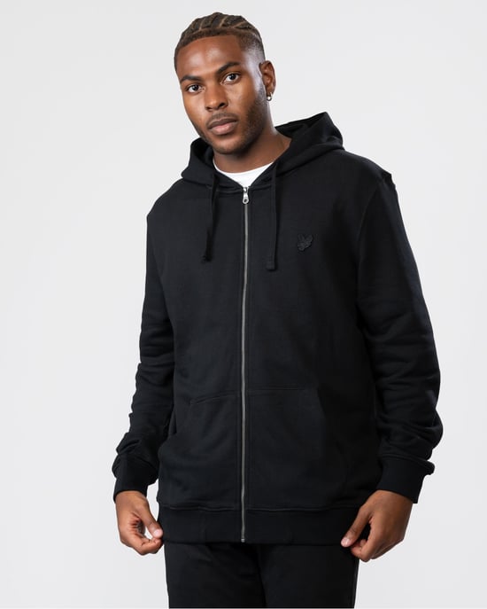 Lyle & Scott Tonal Eagle Jet Black Kapuzenpullover Mit Durchgehendem Reißverschluss - Image 1