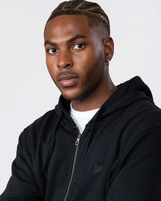 Lyle & Scott Tonal Eagle Jet Black Kapuzenpullover Mit Durchgehendem Reißverschluss - Image 2