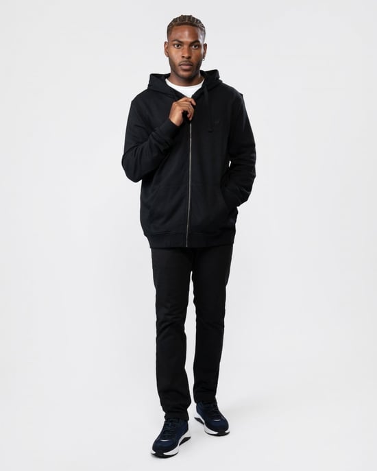 Lyle & Scott Tonal Eagle Jet Black Kapuzenpullover Mit Durchgehendem Reißverschluss - Image 3
