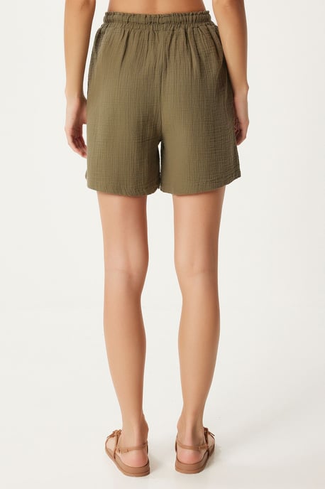 Hochtaillierte Weite Baumwollshorts - Image 5