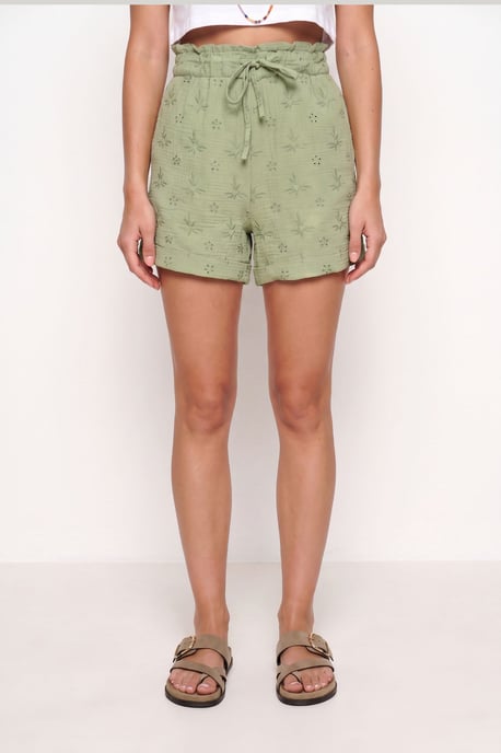Hochtaillierte Mini-Shorts mit Bindeband und Binde-Detail - Image 4