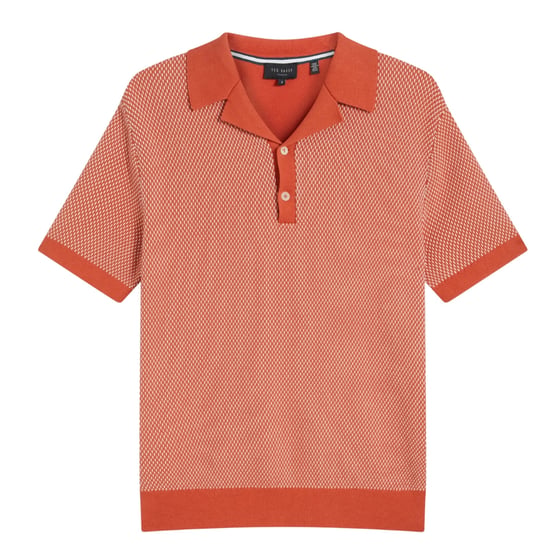 Ted Baker Gregry Small Stitch Red Knitted Polo - Image 1
