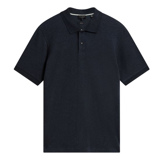 Ted Baker Redman Regular Strukturiertes Marineblaues Polohemd - Image 1
