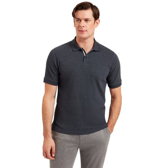 Ted Baker Redman Regular Strukturiertes Marineblaues Polohemd - Image 5