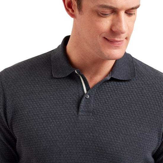 Ted Baker Redman Regular Strukturiertes Marineblaues Polohemd - Image 6