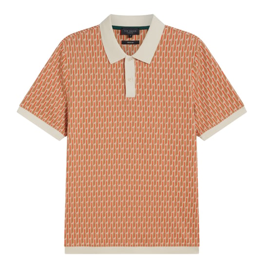 Ted Baker Hamishs Jacquard Stripe Geo Camel Poloshirt - Image 1