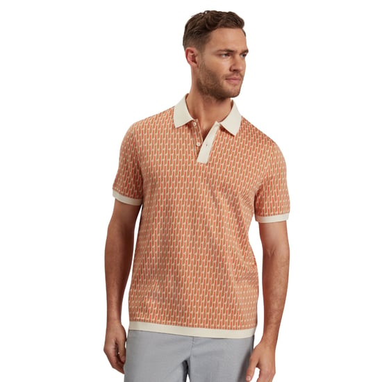 Ted Baker Hamishs Jacquard Stripe Geo Camel Poloshirt - Image 2