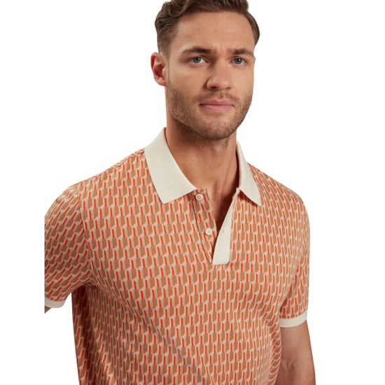 Ted Baker Hamishs Jacquard Stripe Geo Camel Poloshirt - Image 3
