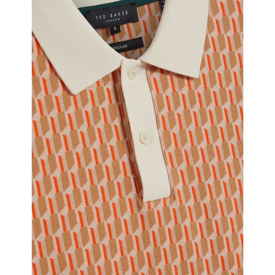 Ted Baker Hamishs Jacquard Stripe Geo Camel Poloshirt - Image 5