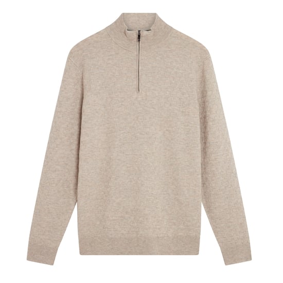 Ted Baker Kurnle T Stitch Strickpullover In Kamel Mit Halbem Reißverschluss - Image 1