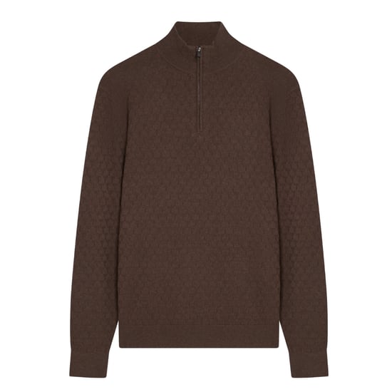 Ted Baker Kurnle T Stitch Strickpullover Mit Halbem Reißverschluss, Braun - Image 1