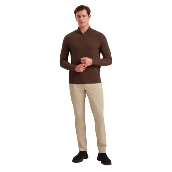 Ted Baker Kurnle T Stitch Strickpullover Mit Halbem Reißverschluss, Braun - Image 3