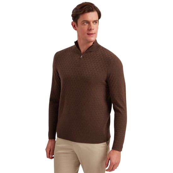 Ted Baker Kurnle T Stitch Strickpullover Mit Halbem Reißverschluss, Braun - Image 4