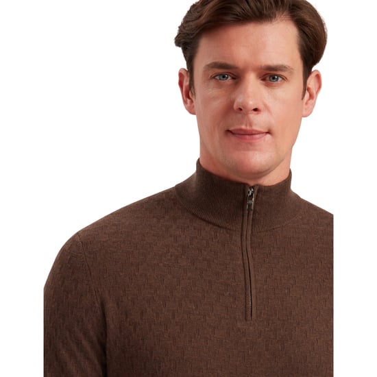 Ted Baker Kurnle T Stitch Strickpullover Mit Halbem Reißverschluss, Braun - Image 5