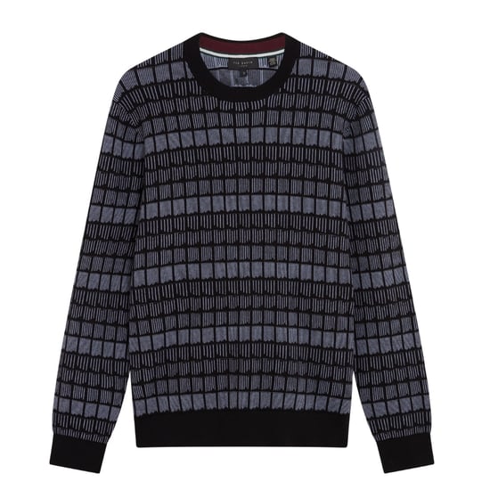 Ted Baker Osburn Regular Fit Jacquard Pullover Mit Rundhalsausschnitt, Schwarz - Image 1