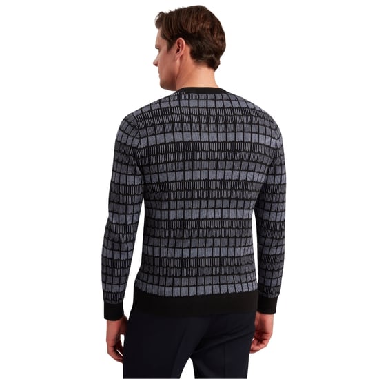 Ted Baker Osburn Regular Fit Jacquard Pullover Mit Rundhalsausschnitt, Schwarz - Image 3