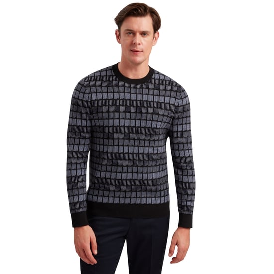 Ted Baker Osburn Regular Fit Jacquard Pullover Mit Rundhalsausschnitt, Schwarz - Image 4