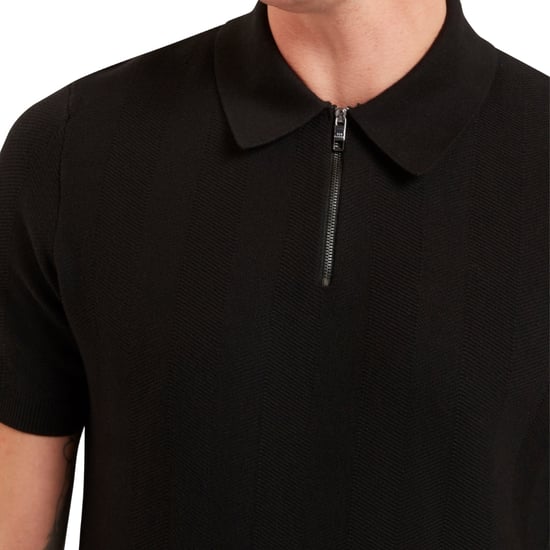 Ted Baker Fourd Polohemd Mit Fischgrätstich Und Reißverschluss, Schwarz - Image 3