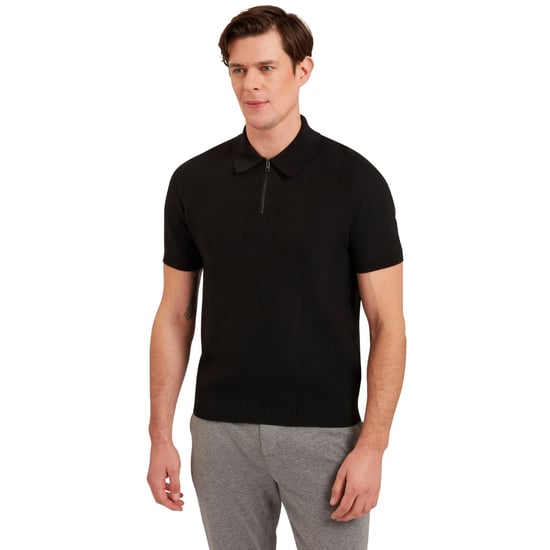 Ted Baker Fourd Polohemd Mit Fischgrätstich Und Reißverschluss, Schwarz - Image 4