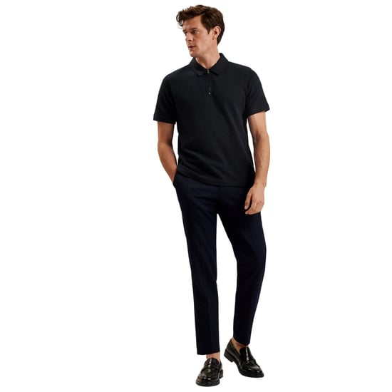 Ted Baker Elgrave Regular Strukturiertes Halbzip-polohemd In Marineblau - Image 3