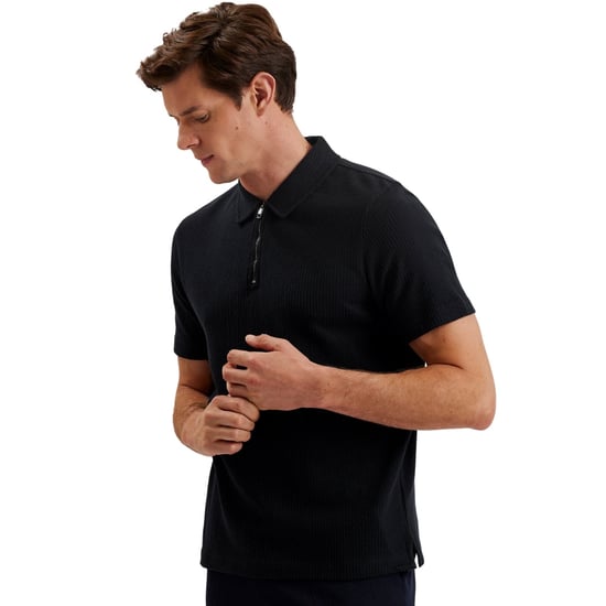 Ted Baker Elgrave Regular Strukturiertes Halbzip-polohemd In Marineblau - Image 5