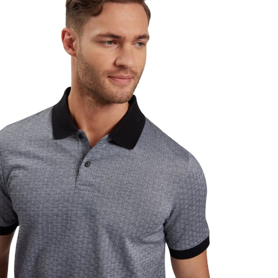 Ted Baker Auguso Regular Tonal Jacquard Navy Poloshirt - Image 3