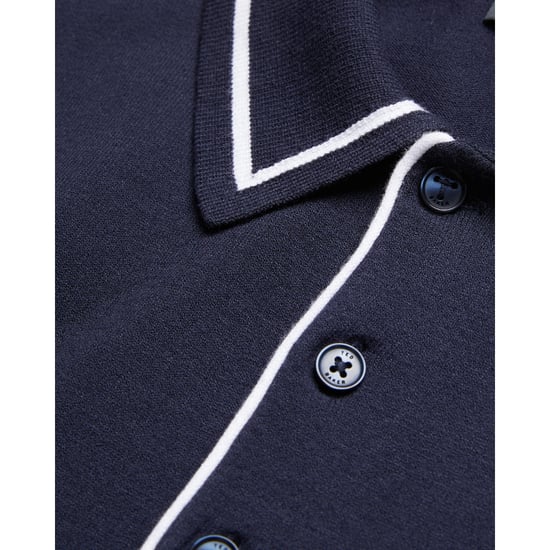 Ted Baker Dunow Navy Pointelle Diamond Polohemd - Image 3
