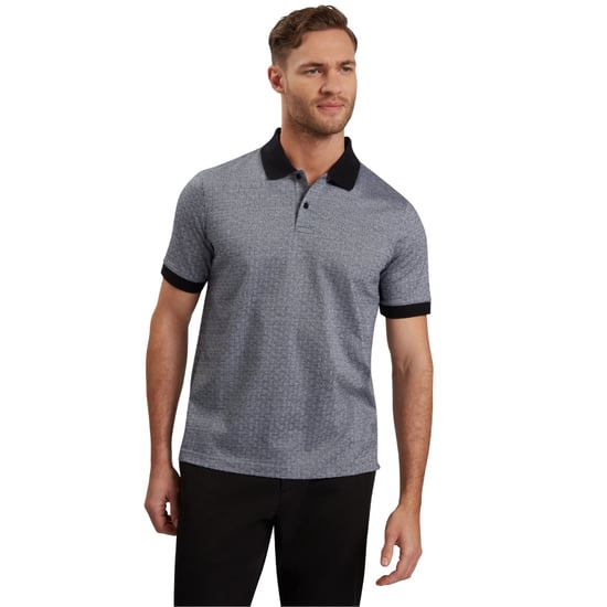Ted Baker Auguso Regular Tonal Jacquard Navy Poloshirt - Image 4