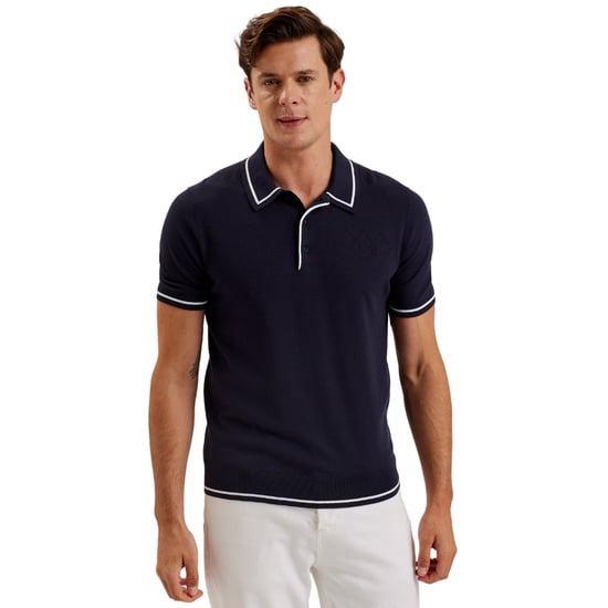 Ted Baker Dunow Navy Pointelle Diamond Polohemd - Image 6