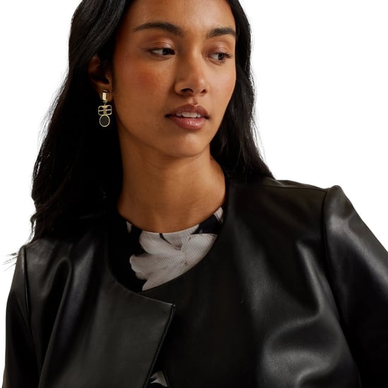 Ted Baker Obino Kurzarm-lederjacke Aus Schwarzem Leder Mit Offener Vorderseite - Image 2