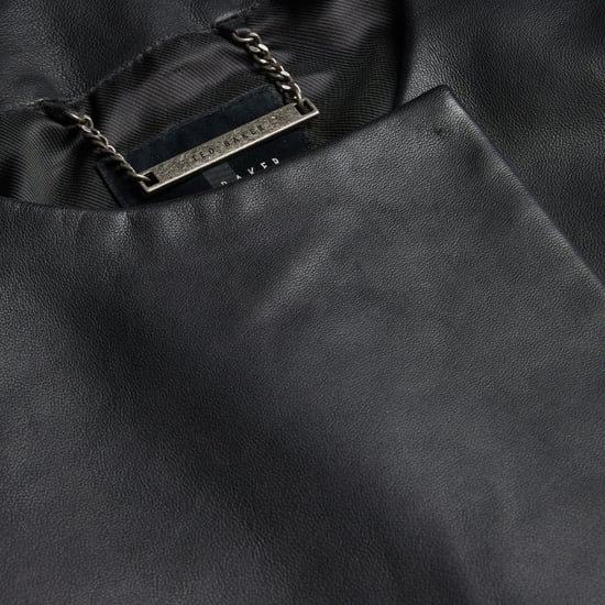 Ted Baker Obino Kurzarm-lederjacke Aus Schwarzem Leder Mit Offener Vorderseite - Image 3