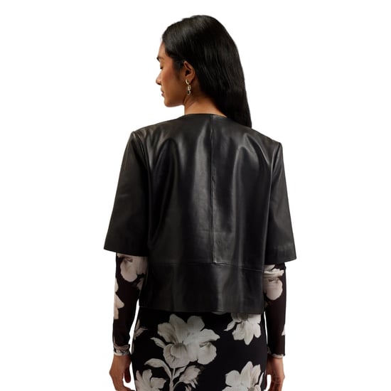Ted Baker Obino Kurzarm-lederjacke Aus Schwarzem Leder Mit Offener Vorderseite - Image 5