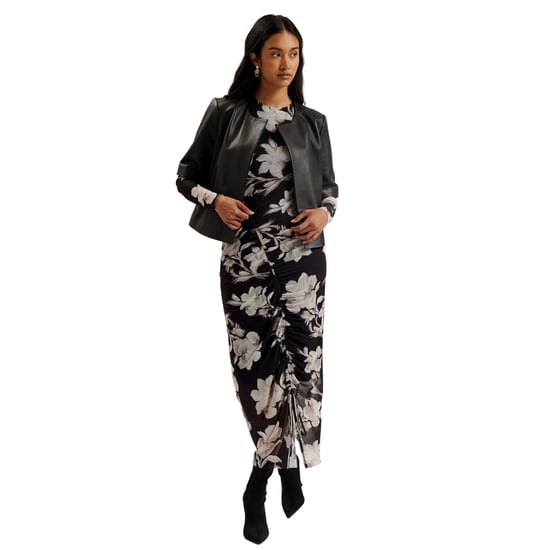 Ted Baker Obino Kurzarm-lederjacke Aus Schwarzem Leder Mit Offener Vorderseite - Image 6