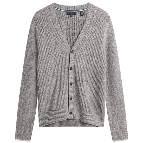 Ted Baker Alman Rippstrickjacke Mit Knöpfen, Grau - Image 1