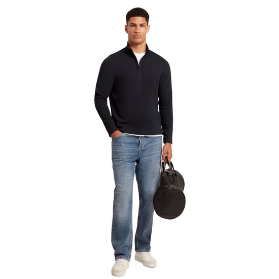 Ted Baker Crabtre Branded Honeycomb Trim Navy Quarter Zip - Image 3