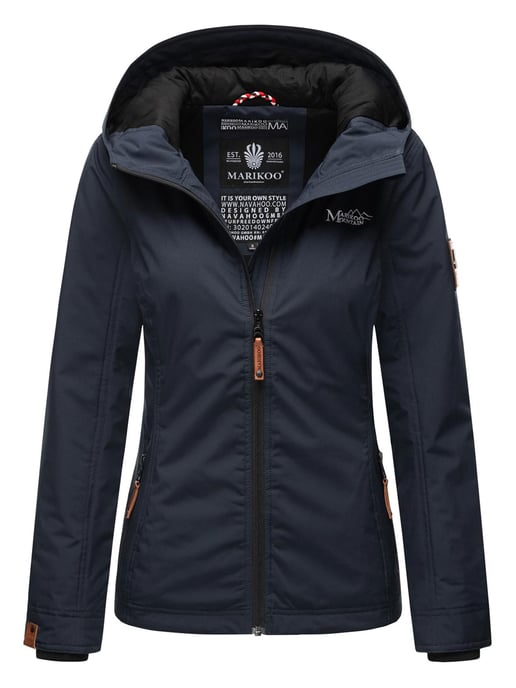 Marikoo Damen Übergangsjacke leichte wind- und wasserabweisende Jacke mit Kapuze Navy - Image 1