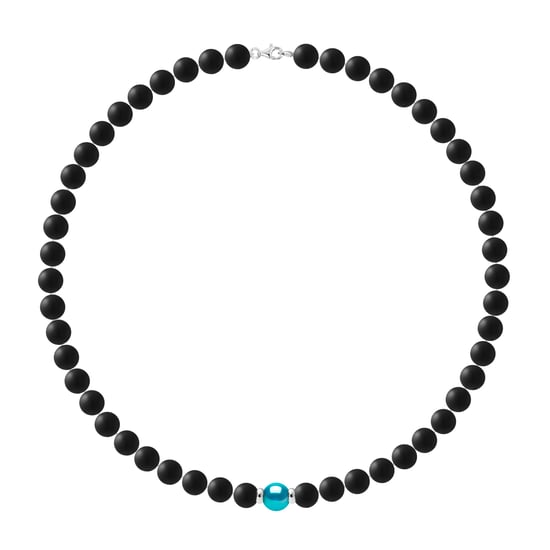 Halskette Echte Süßwasser-Zuchtperle rund 9-10 mm — 925er Silber — 45 cm — Herren - Image 1