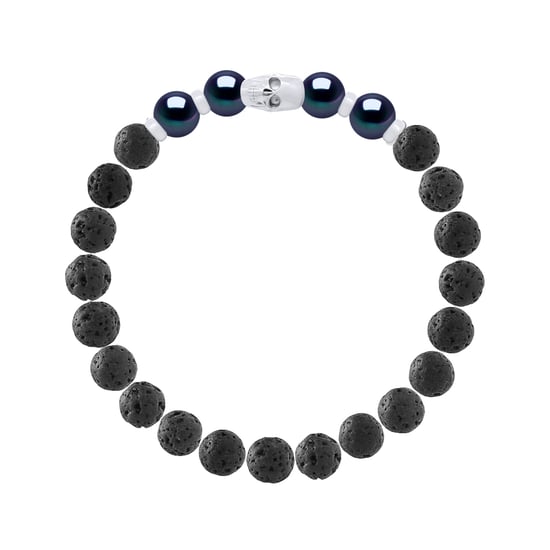 Armband Echte Süßwasserperlen halbrund 8-9 mm — 925er Silber rhodiniert — 19 cm — Herren - Image 2