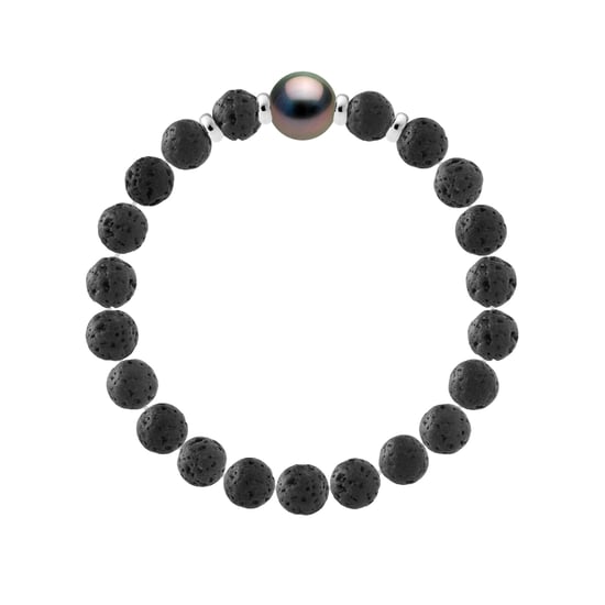 Armband Echte Tahiti-Zuchtperle rund 10 mm LAVASTEIN — 925er Silber — 19 cm — Herren - Image 2