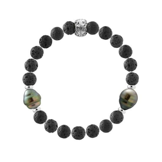 Armband Echte Tahiti-Zuchtperlen geringelt 9-10 mm — 925er Silber — 21 cm — Herren - Image 2