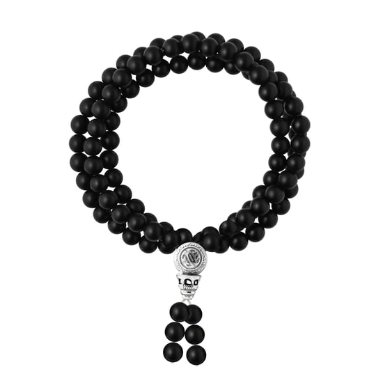 Armband SCHWARZER ACHAT — 925er Silber rhodiniert — 70 cm — Herren - Image 1
