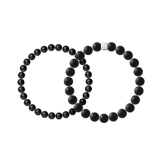 Set aus 2 Armbändern SCHWARZER ACHAT — 925er Silber rhodiniert — 19 cm — Herren - Image 1