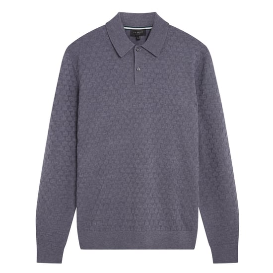 Ted Baker Morar T Stitch Strick-poloshirt In Mittelblau - Image 1