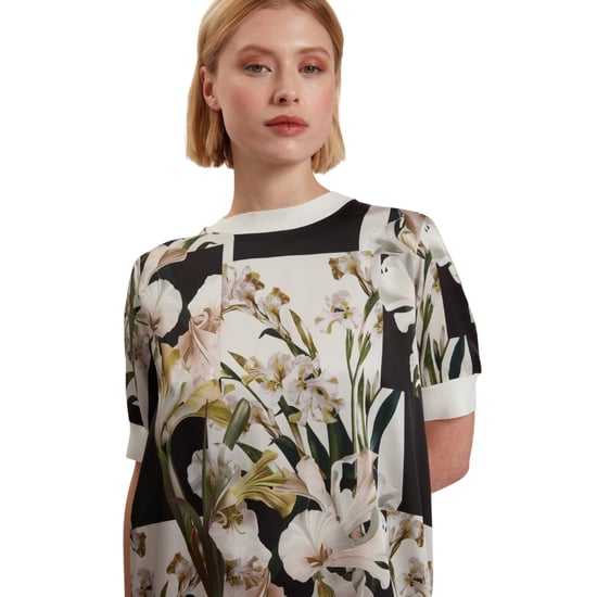 Ted Baker Roneea Kastenförmiges Kleid Mit Print Und Webmuster In Elfenbein - Image 4