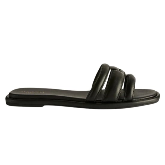 Ted Baker Leeiaa Flat Woven T Logo Black Slide Sandals - Image 1